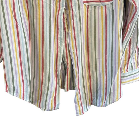 Torrid Women's Lizzie Rayon Crepe Button Down Long Sleeve Striped Shirt - Picture 6 of 7